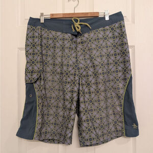 Men's Original Penguin Gray Green Patterned Board Shorts Swim Trunks size 36